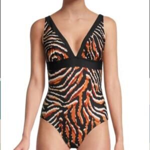 DKNY Tiger-Print One-Piece Swimsuit NEW Size‎ 4